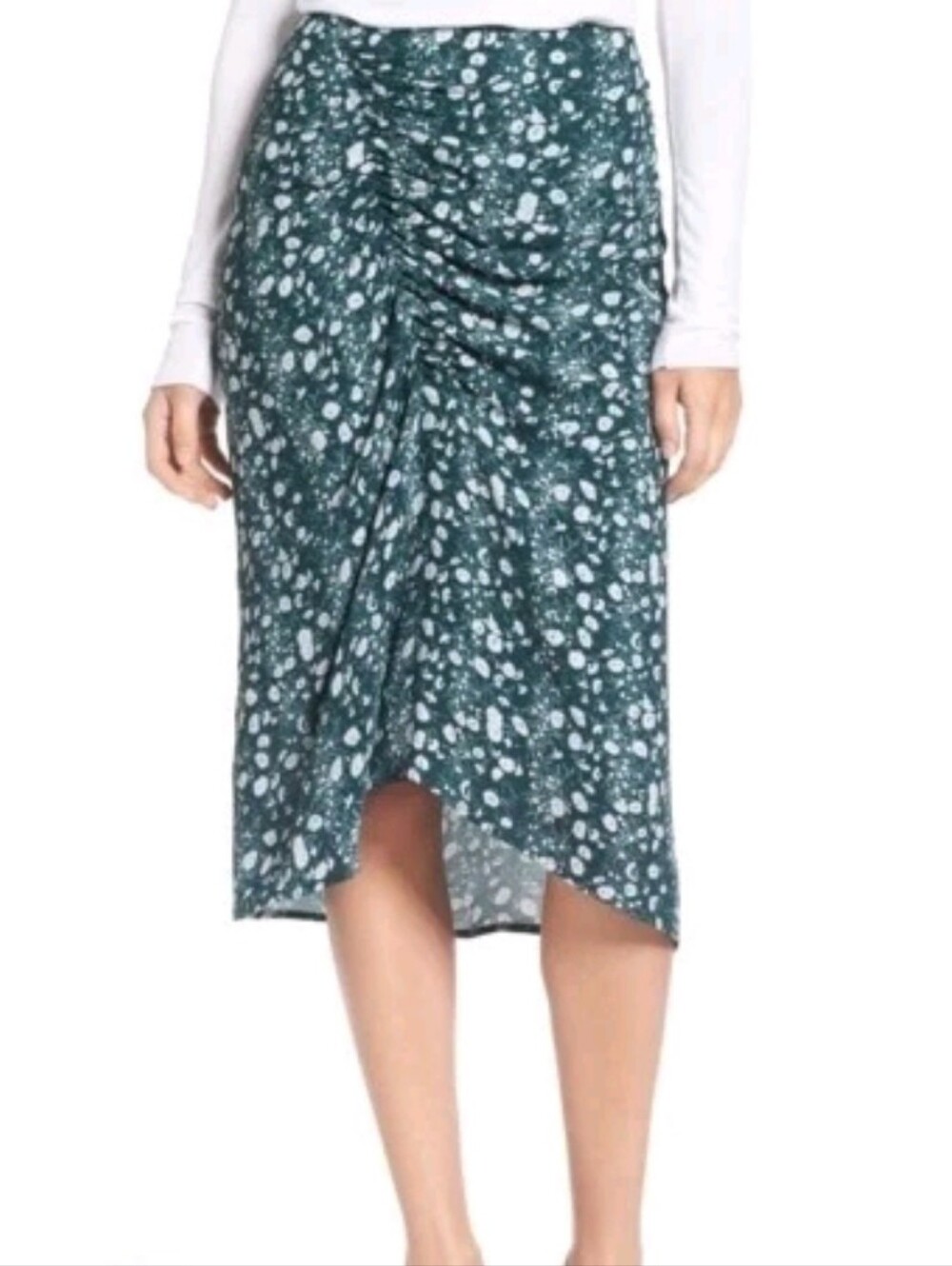 Lewit•Women’s Dark Green Floral Summer Midi Skirt. Sz 10